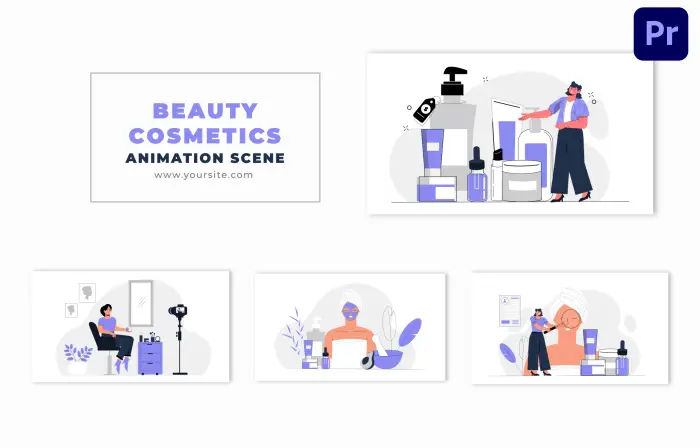 Beauty Cosmetics Concept Vector Character Animation Scene